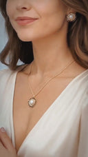 Real Pearl Gold Sunburst Set – Necklace, Earrings & Ring