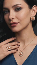 Real Pearl Gold Sunburst Set – Necklace, Earrings & Ring