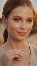 Real Pearl Silver Rose Set – Necklace, Earrings & Ring