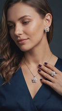 Real Pearl Pink Flower Set – Necklace, Earrings & Ring